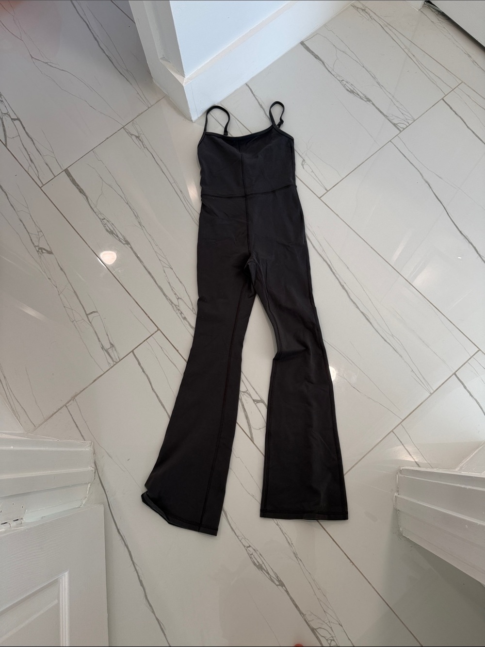 Aritzia gray Spaghetti-Strap Flared Jumpsuit